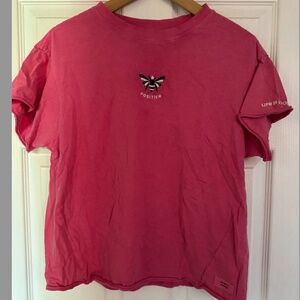 Life Is Good Vintage boyfriend fit with Bee positive embroidery hot pink tee XS